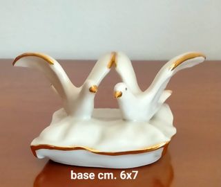 3 Colombe Ceramica Bianca Oro