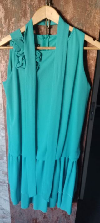 Vestido CEREZAS turquesa fiesta