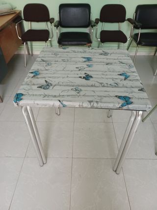 Mesa terraza metalica blanca