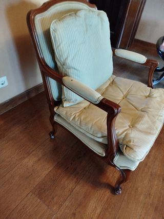Sillón Luis XV beige y marrón