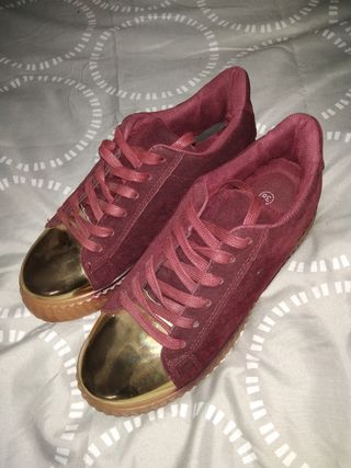 Zapatillas Burdeos con Dorado - Nº 38