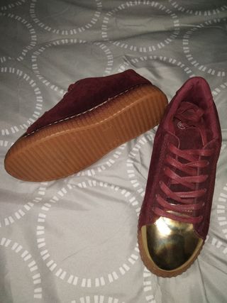 Zapatillas Burdeos con Dorado - Nº 38