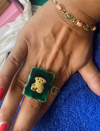 Anillo vintage oro y verde