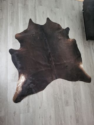 Alfombra piel vaca marrón-blanca