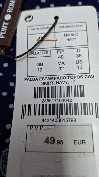 Falda Punt Roma azul - Talla XL (42)
