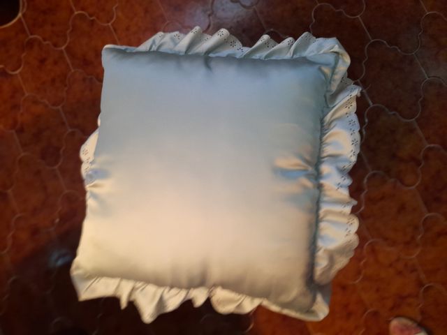 Edredón y cojín verde-rosa-blanco