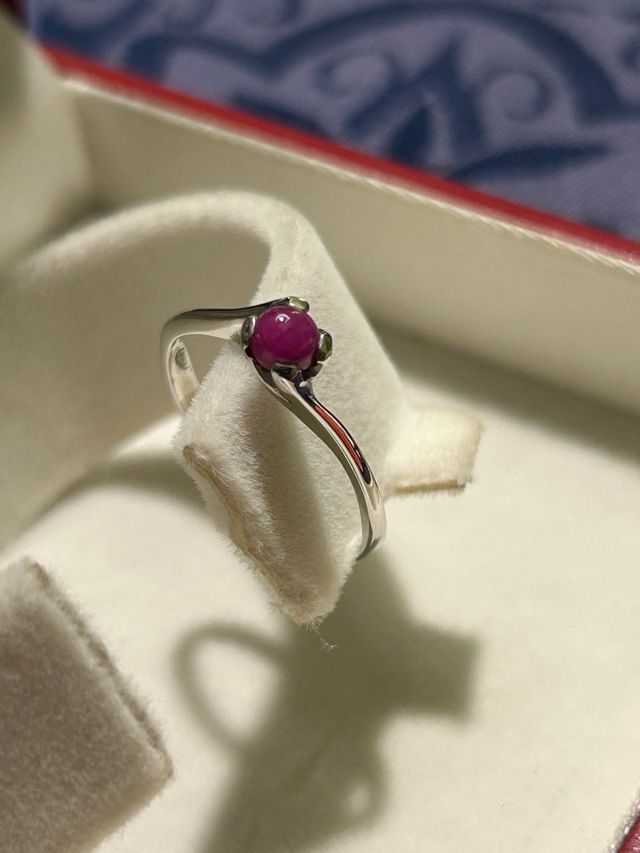 Anello Argento Rubino cabochon