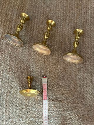 3 candelabros + 1 velón antiguos