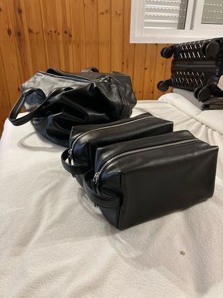 Bolsa viaje piel ZARA negra