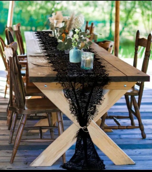 Runner tavolo Pizzo nero 35x300cm -