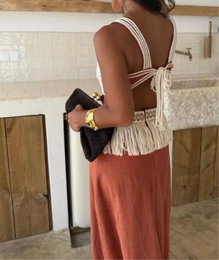 Vestido lino terracota
