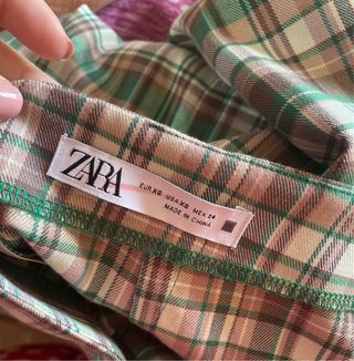 Mini Falda cuadros Zara marrón-verde