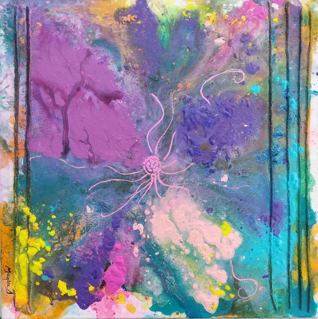 Cuadro acrílico multicolor "Jardín Vivo"