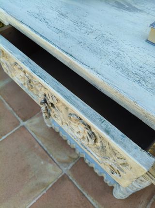 Mesita auxiliar rústica - Madera blanca