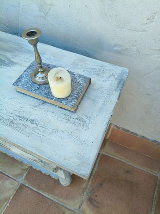 Mesita auxiliar rústica - Madera blanca