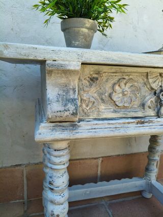 Mesita auxiliar rústica - Madera blanca