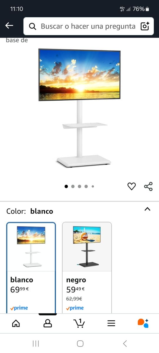 Soporte TV suelo blanco