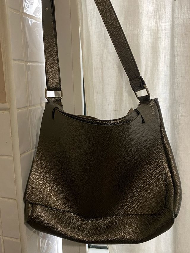 Bolso metalizado gris - Asa larga