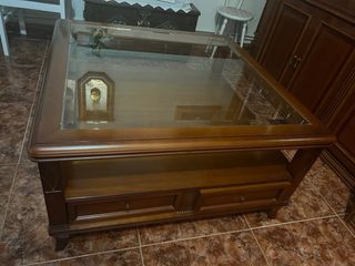 Mesa centro madera cristal