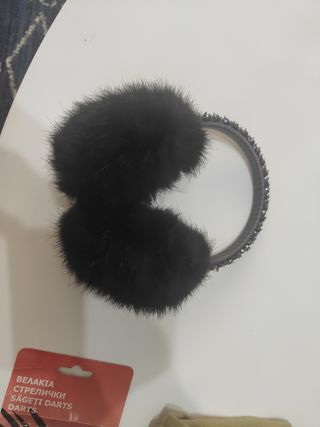 Orejeras de pelo sintético - negras