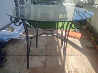 Mesa redonda forja 90cm. Exterior-Interior