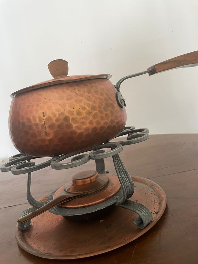 Juego fondue cobre vintage