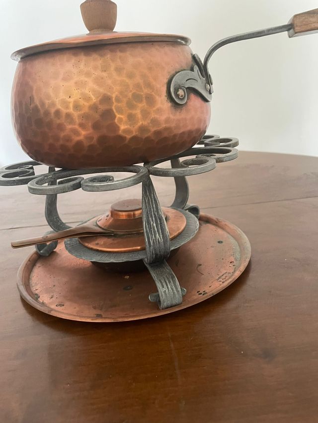 Juego fondue cobre vintage