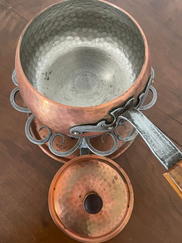 Juego fondue cobre vintage