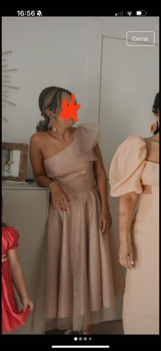 Vestido fiesta asimétrico rosa palo