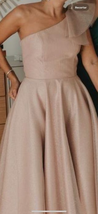 Vestido fiesta asimétrico rosa palo
