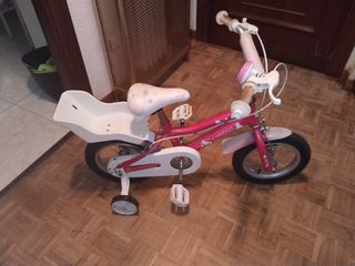 Bicicleta niña 14" rosa c/ruedas