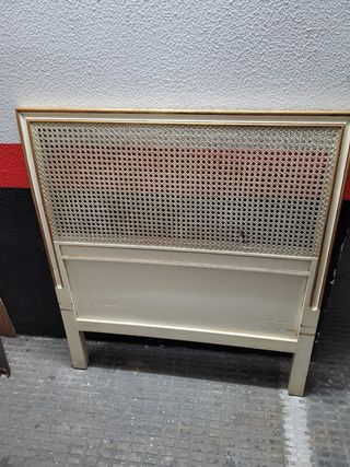 Cabezal cama 90 - mimbre y madera