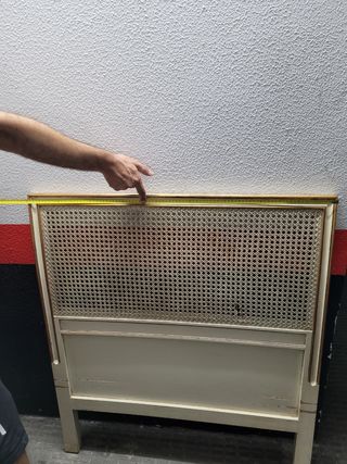 Cabezal cama 90 - mimbre y madera