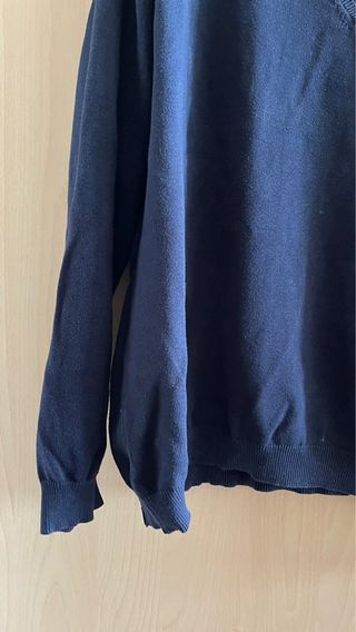 Maglione blu scollo a V donna