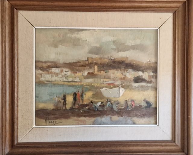 Pintura al óleo Alonso: paisaje costero