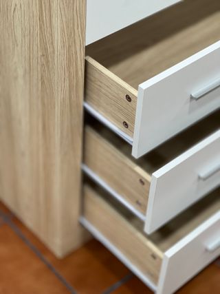 Cómoda 4 cajones - Madera - Blanco/Beige