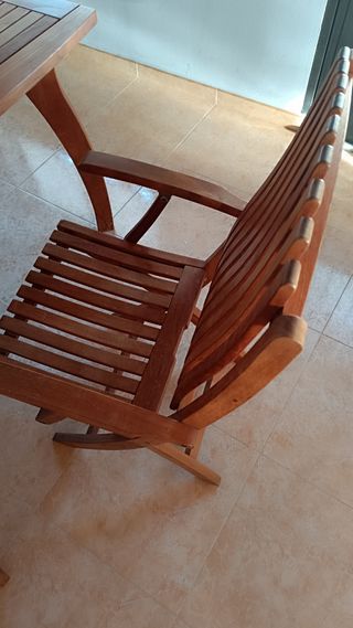 Mesa jardín madera maciza con 5 sillas