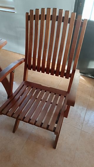 Mesa jardín madera maciza con 5 sillas