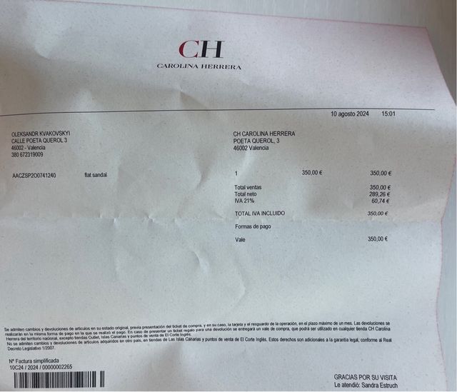 Sandalias Carolina Herrera - CH