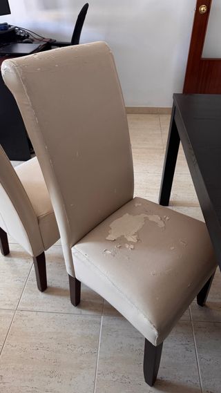 6 Sillas Comedor - Piel Sintética Beige