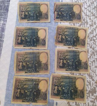 8 Billetes 50 Pesetas España antiguos