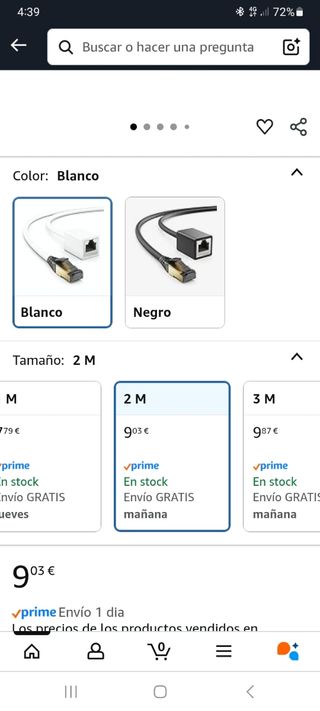 2 Cables Ethernet Cat8 - 1 Blanco, 1 Negro