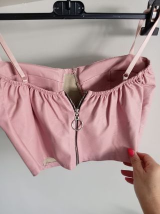 Top rosa in ecopelle