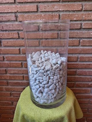 Jarrón cristal piedras blanco
