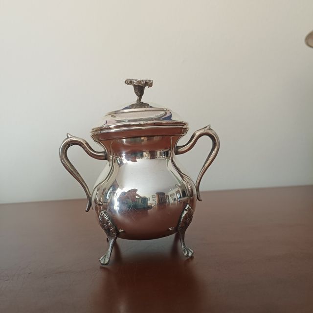 Juego té alpaca plateado antiguo