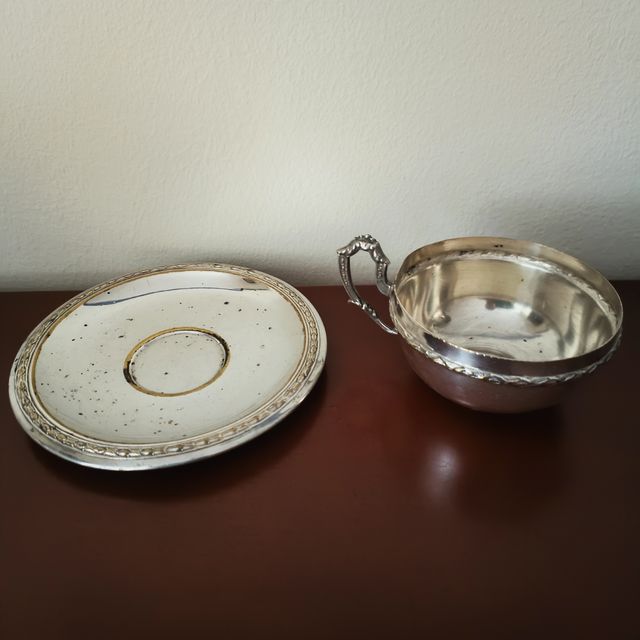 Juego té alpaca plateado antiguo