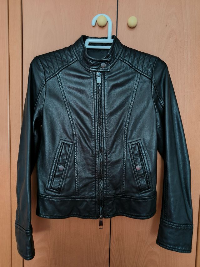 Chaqueta cuero Hugo Boss negra mujer 36