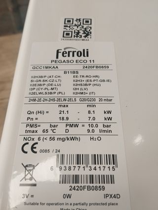 Scaldabagno Ferroli Pegaso 11 Eco