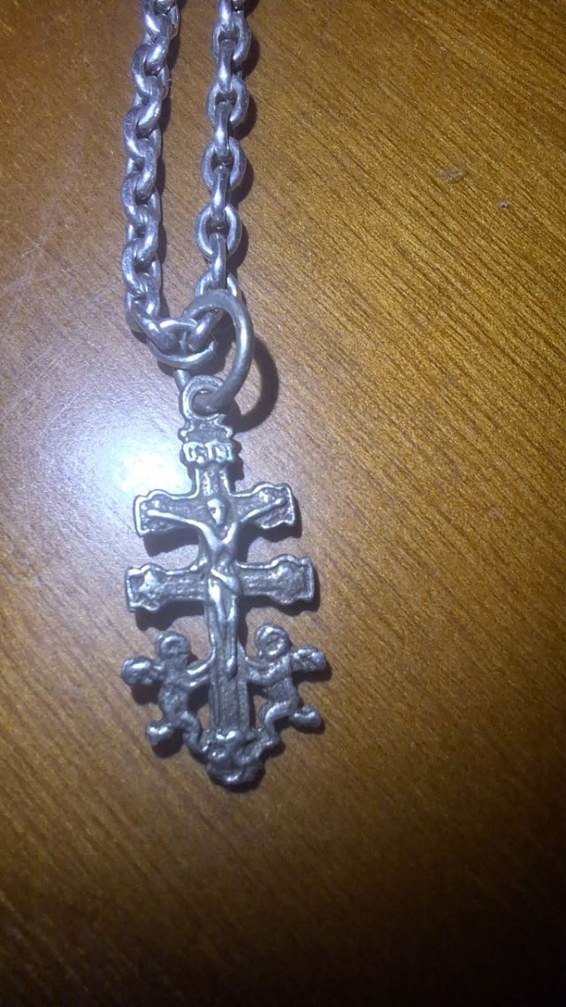 Cadena plata 36 cm + Cruz Caravaca plata