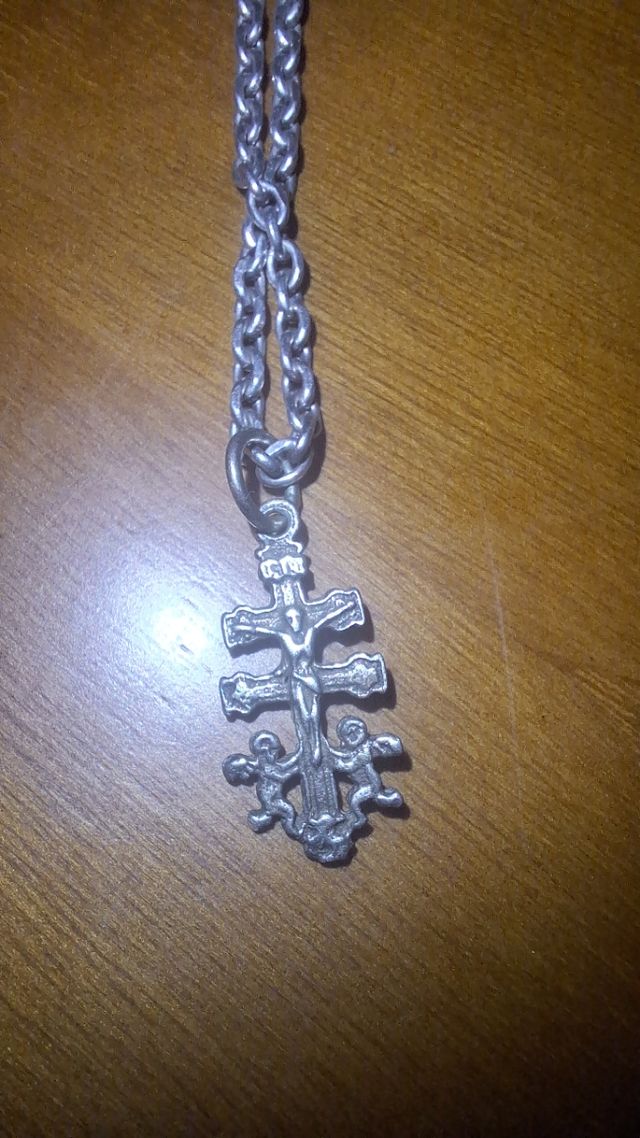 Cadena plata 36 cm + Cruz Caravaca plata